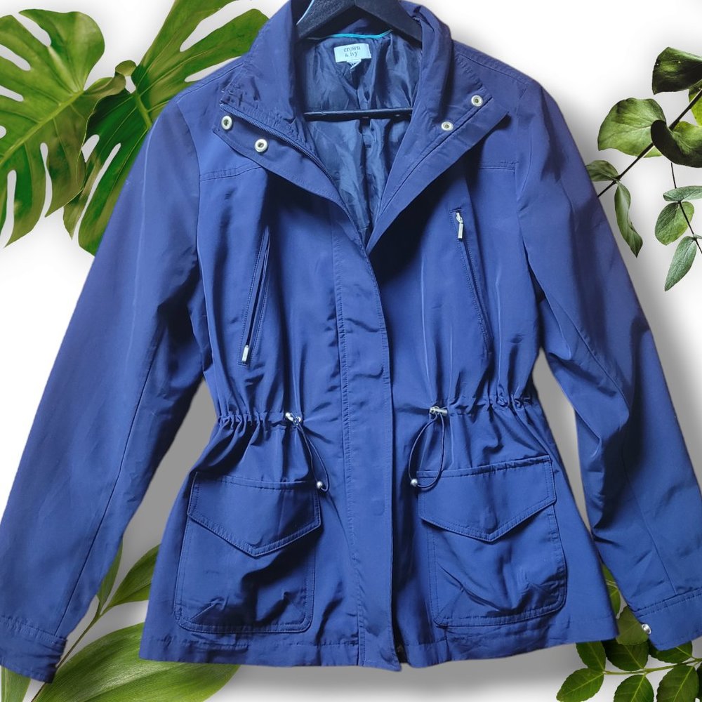 Crown & Ivy Navy Rain Jacket, sz Small